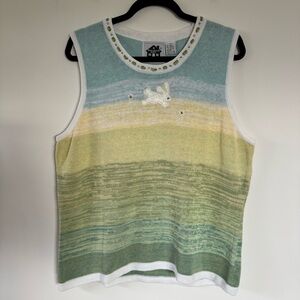 NWT Storybook Knits Vintage Bunny Sweater Vest with White Trim